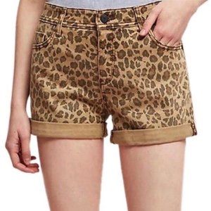 Anthropologie Pilcro Leopard Print Denim Cuffed Shorts 25 / 26
